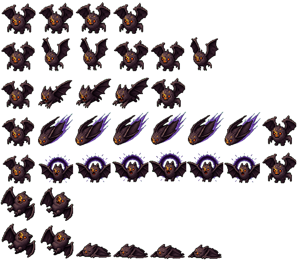 Duskwing Bat animated sprite sheet, shown at its idle frame