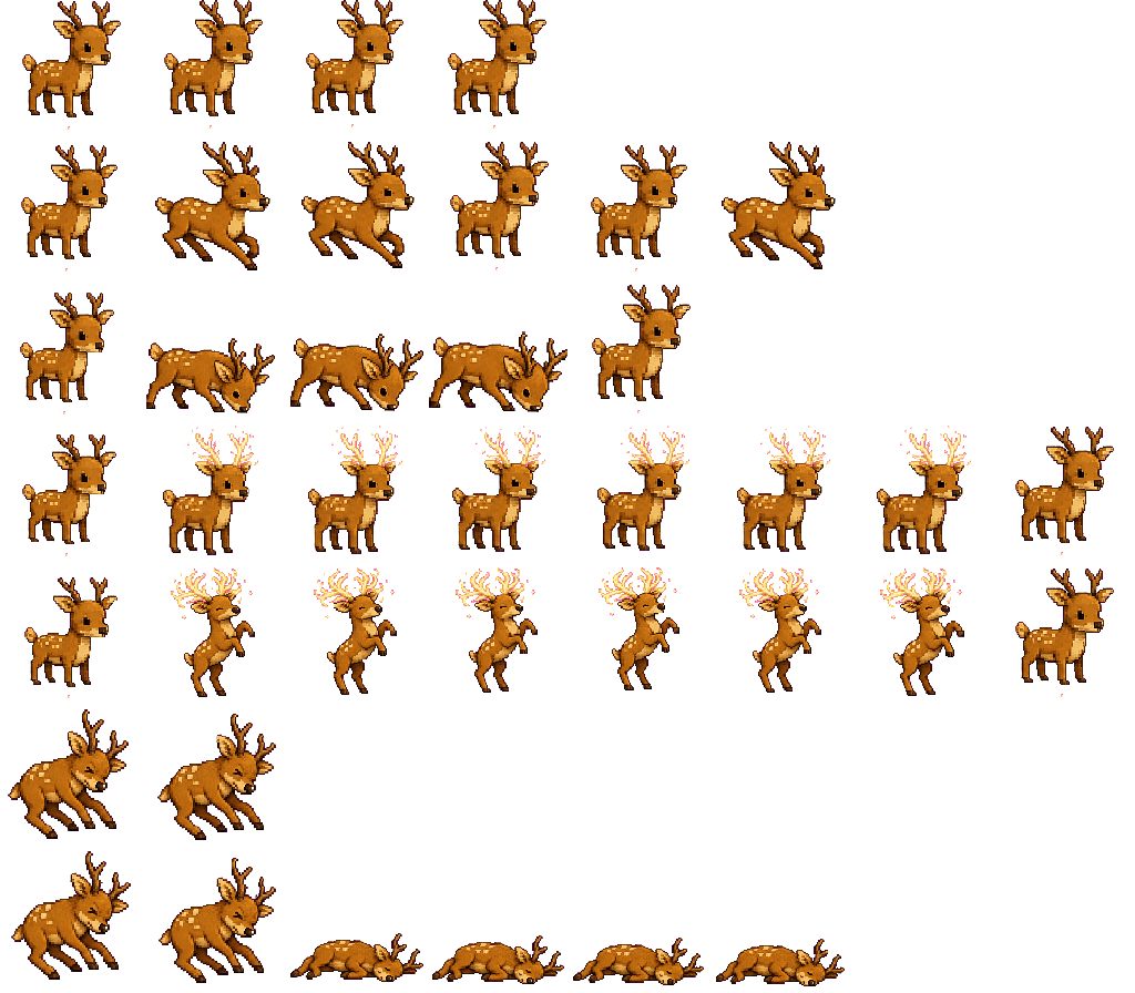 Briarhorn Deer animated sprite sheet, shown at its idle frame