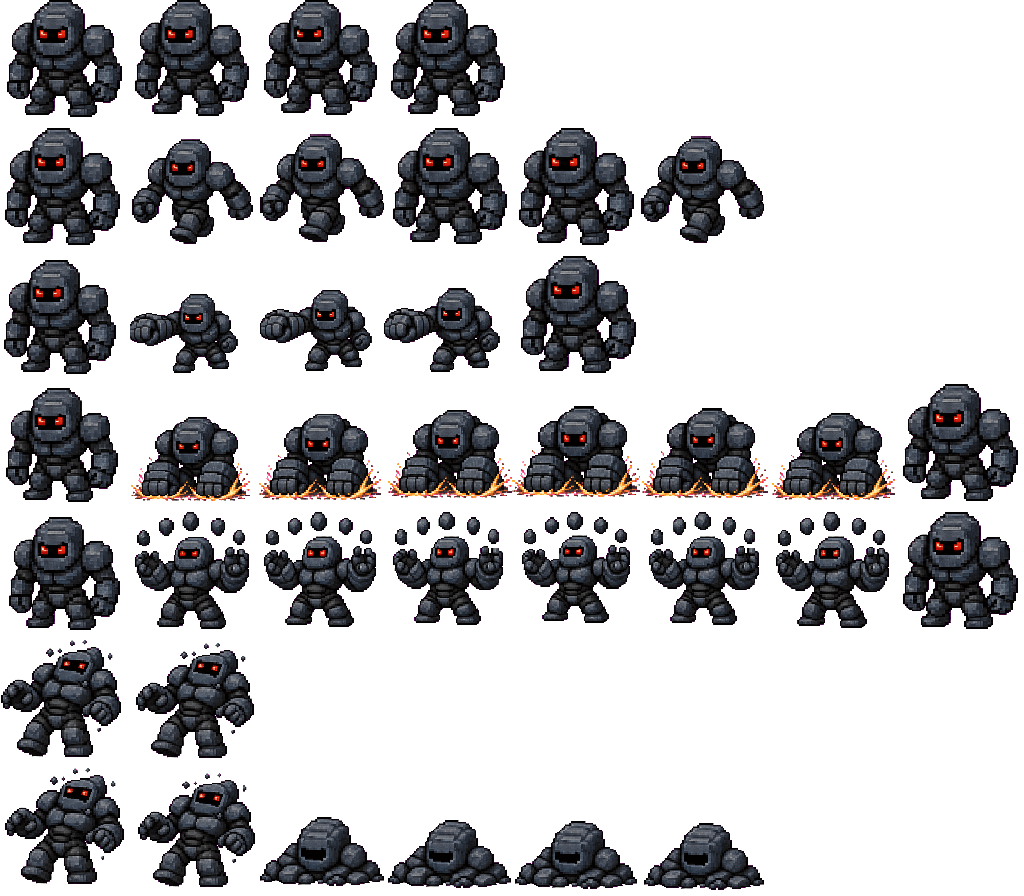 Ironroot Golem animated sprite sheet, shown at its idle frame
