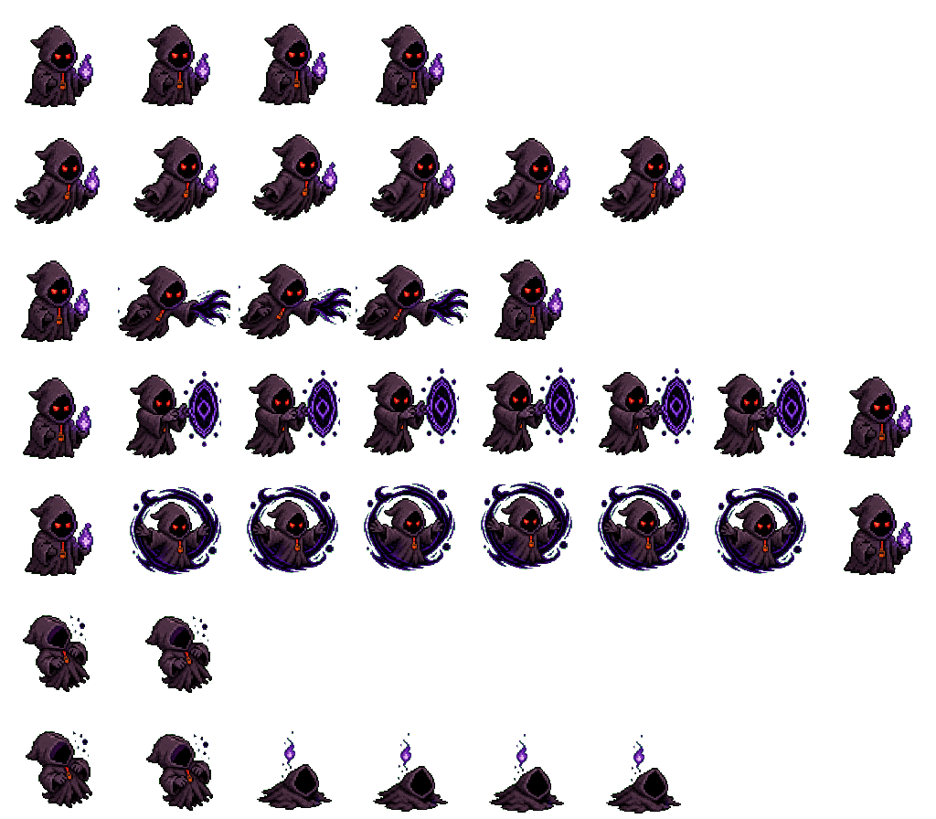 Umbral Wraith animated sprite sheet, shown at its idle frame