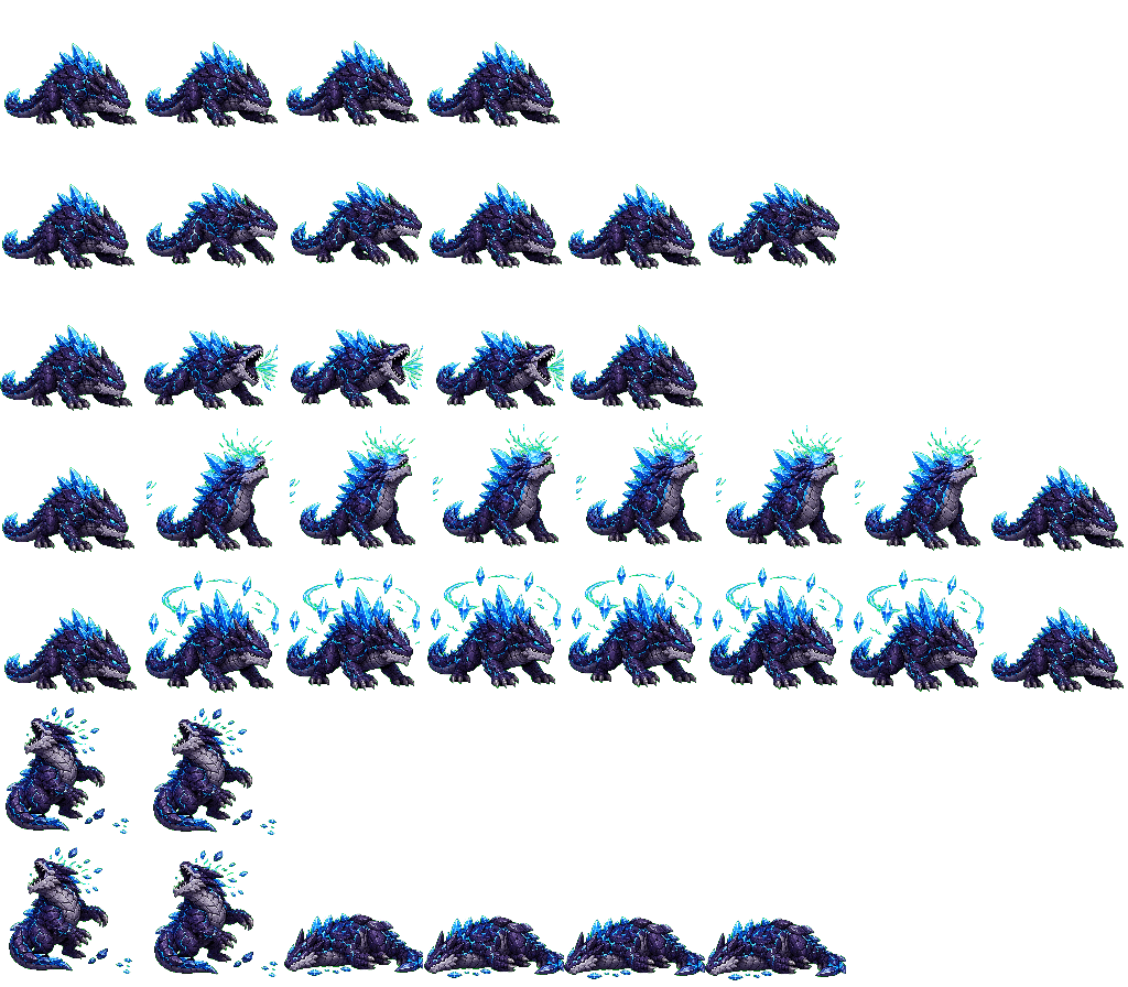 Riftglass Basilisk animated sprite sheet, shown at its idle frame