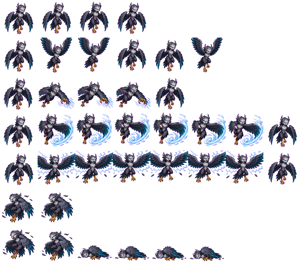 Stormclaw Harpy animated sprite sheet, shown at its idle frame